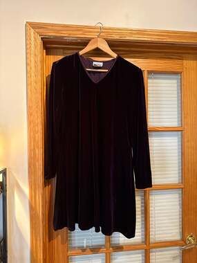 K.C. Spencer purple Velvet Long Sleeve Dress